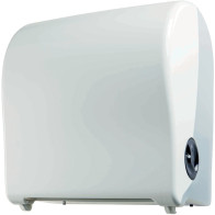 Compact autocut mini dispenser for efficient wiping rolls.