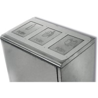 Durable stainless steel recycling station with integrated signage