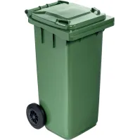 Grüne Mülltonne mit Rollen 120L praktisch und langlebig