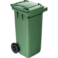 Grüne Mülltonne mit Rollen 120L praktisch und langlebig