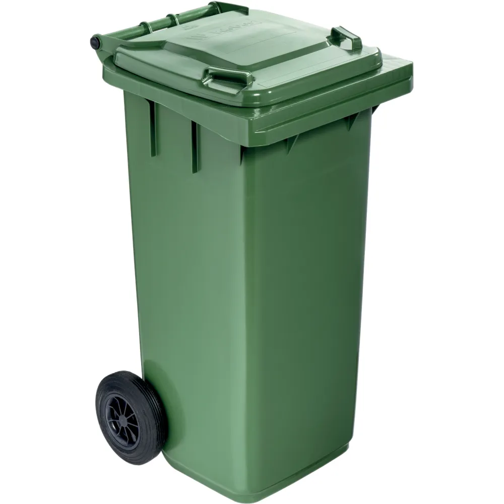 Grüne Mülltonne mit Rollen 120L praktisch und langlebig Grüne Mülltonne mit Rollen 120L praktisch und langlebig