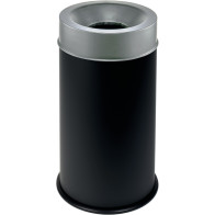 Black fireproof bin 90L robust stainless steel lid secured