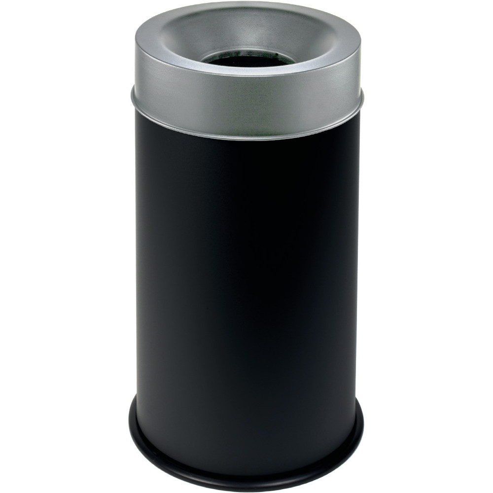 Black fireproof bin 90L robust stainless steel lid secured Black fireproof bin 90L robust stainless steel lid secured