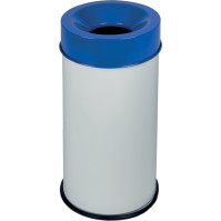 Feuerfester weißer Mülleimer 90L mit sicherem blauem Deckel