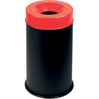 Feuerfester Mülleimer mit rotem Trichterdeckel