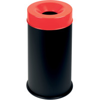 Large black and red fireproof bin