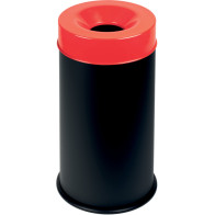 Large black and red fireproof bin