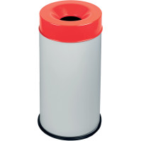 90-litre white and red fireproof bin