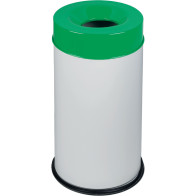 90L fireproof bin white with green lid secured