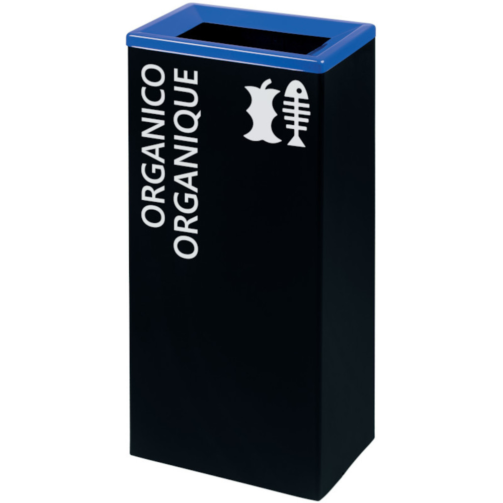 Blue 60L tri-selective bin, practical rectangular design Blue 60L tri-selective bin, practical rectangular design