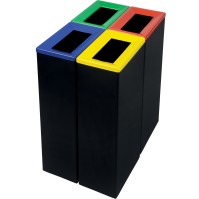 Durable rectangular yellow recycling bin 42L