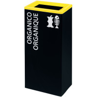 Durable yellow steel recycling bin 42L rectangular