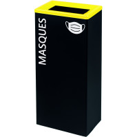 Durable yellow selective sorting bin, epoxy steel, 42L rectangular