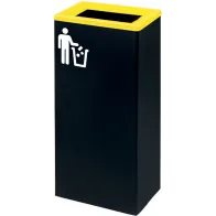 Gelber 60L Mülltrennungsbehälter, modernes rechteckiges Design