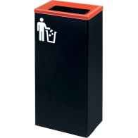 Red 60L modern rectangular design tri-selective bin