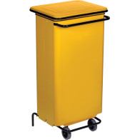 Yellow pedal bin on wheels 110L for kitchen