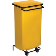Yellow pedal bin on wheels 110L for kitchen