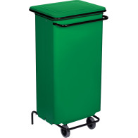 Grüner mobiler Mülleimer mit Pedal, 110L Kapazität, Küche