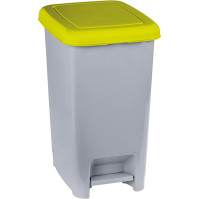 Grauer und gelber Pedaleimer 60L, 4er Set