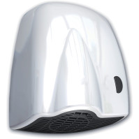 White heated hand dryer activated by push button
