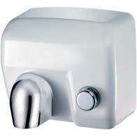White electric hand dryer push button efficient hygienic modern
