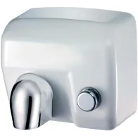 White electric hand dryer push button efficient hygienic modern