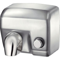 Brushed electric hand dryer activated by button