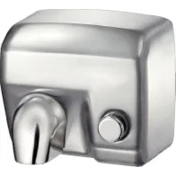 Brushed electric hand dryer activated by button