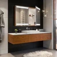 LED mirror cabinet innovative lighting customisable storage.