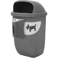 Economical grey dog basket with bag dispenser