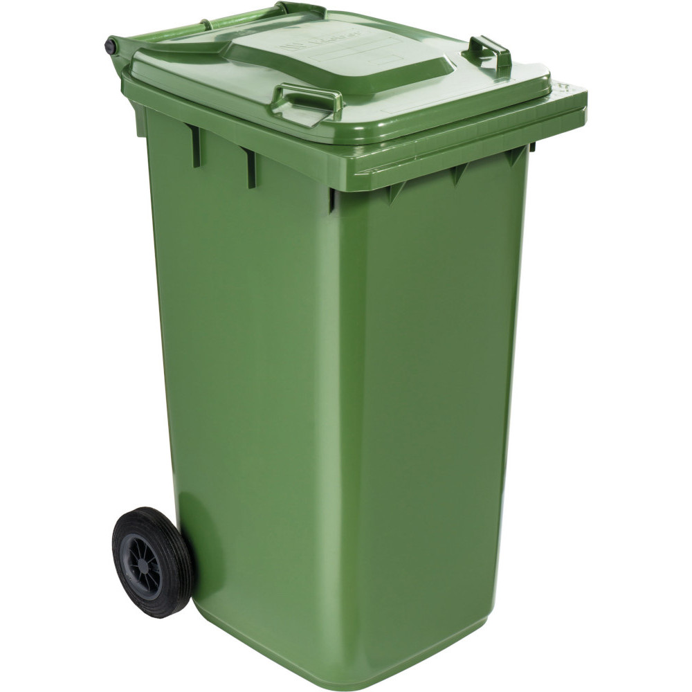 Grüner 240L-Behälter mit Rollen für Abfall und Recycling Grüner 240L-Behälter mit Rollen für Abfall und Recycling