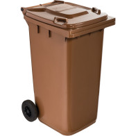Brauner Container 240L mit Rollen, robust und praktisch
