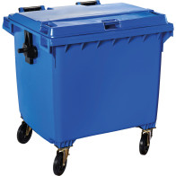 Blue bin 1100 litres with wheels, robust and practical