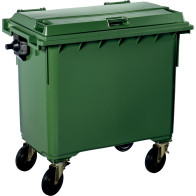 Green bin 1100 litres with wheels, robust and practical
