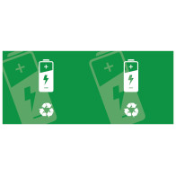 Aufkleber zur Kennzeichnung von gebrauchten Batterien Ökologie Recycling Umwelt