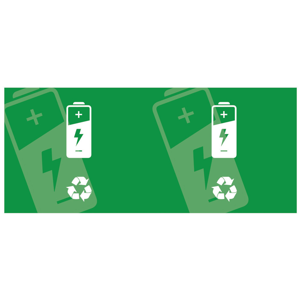 Used battery signage sticker ecology recycling environment
