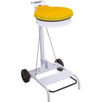 Mobile yellow steel 110L bin bag holder with pedal