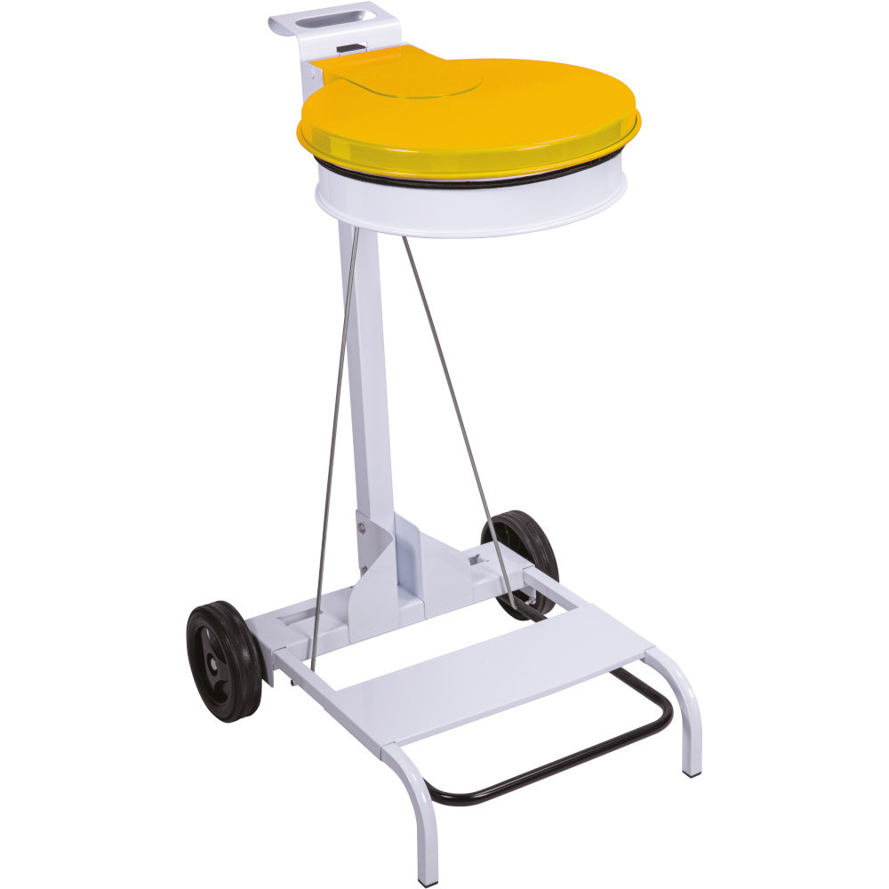 Mobiler Müllsackhalter 110L aus gelbem Stahl mit Pedal Mobiler Müllsackhalter 110L aus gelbem Stahl mit Pedal