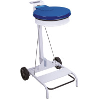 Blauer Stahlmülleimer 110L mobil mit praktischem Pedal