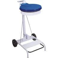Blue steel bin 110L mobile with practical pedal