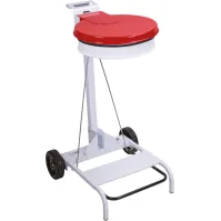 Red 110L mobile pedal steel bin bag holder