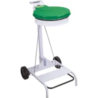 Mobile robust green 110L pedal-operated bin bag holder