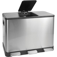 Stainless steel selective sorting bin with pedal and silent closing