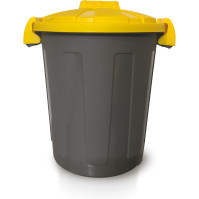 Round bin yellow clip-on lid durable plastic