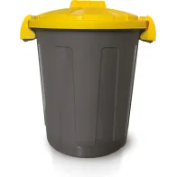 Round bin yellow clip-on lid durable plastic