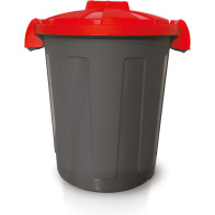 Round red bin with clip-on lid