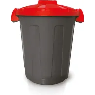 Round red bin with clip-on lid
