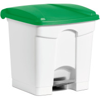 30L green plastic trash can with pedal