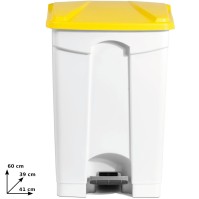 Gelber Treteimer aus Kunststoff, 45 Liter