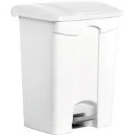 Plastic pedal bins 70L white set of three